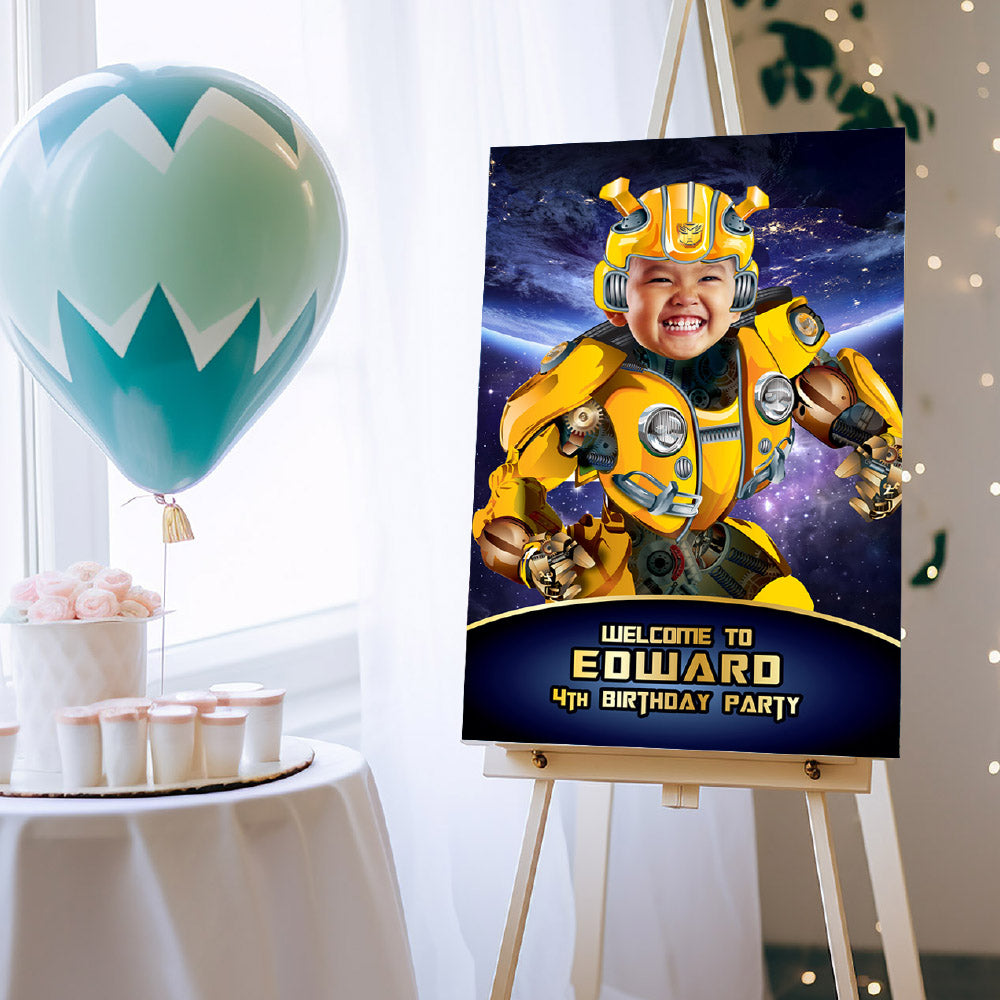 Bumblebee Welcome sign with photo, Autobots Welcome sign, Transformers Party Entrance Sign. 2044