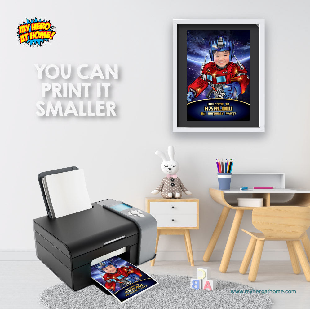 Optimus Prime Birthday Welcome sign with photo, Transformers Party Welcome sign. 2045