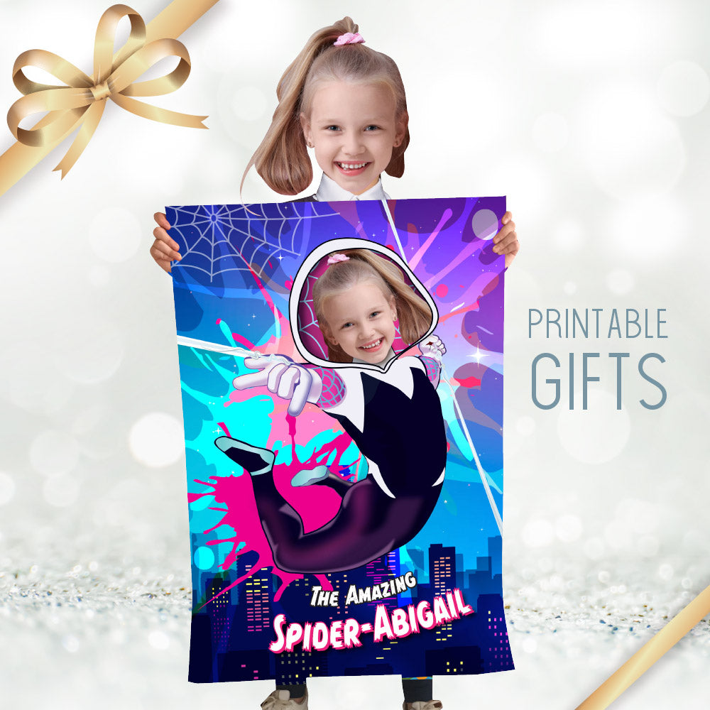 Personalized Ghost spider Poster with your girl as the superhero, Gwen Stacy Printable Gifts.  2046GF