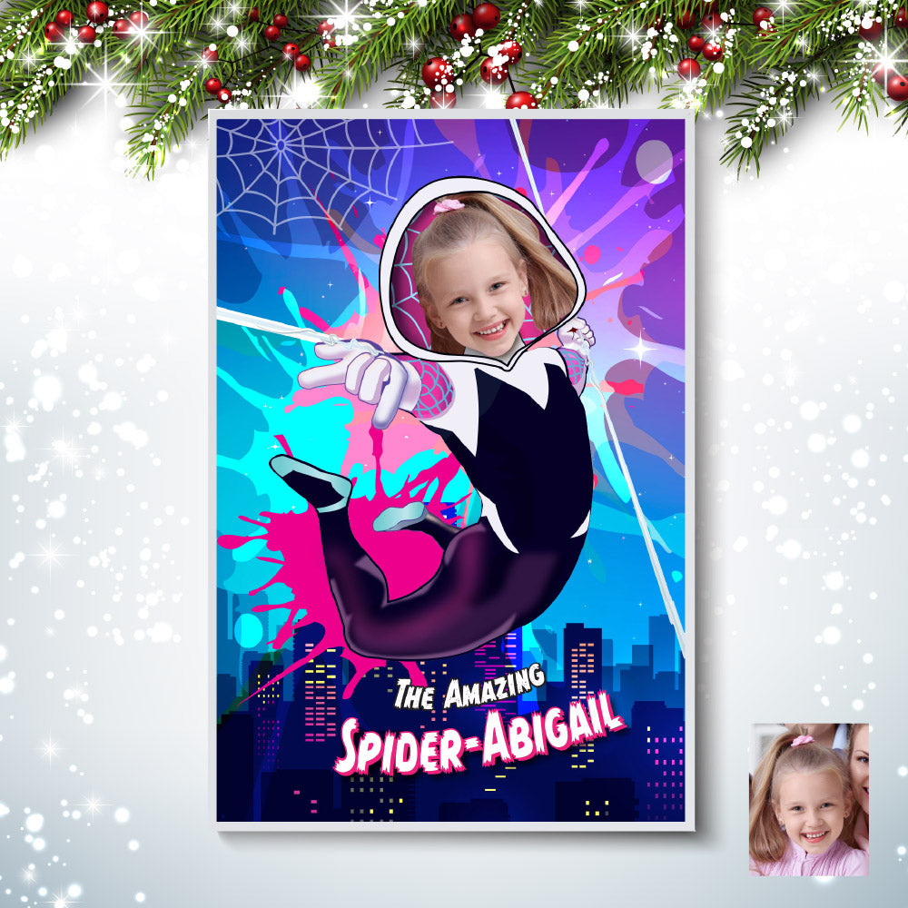 Personalized Ghost spider Poster with your girl as the superhero, Gwen Stacy Printable Gifts.  2046GF