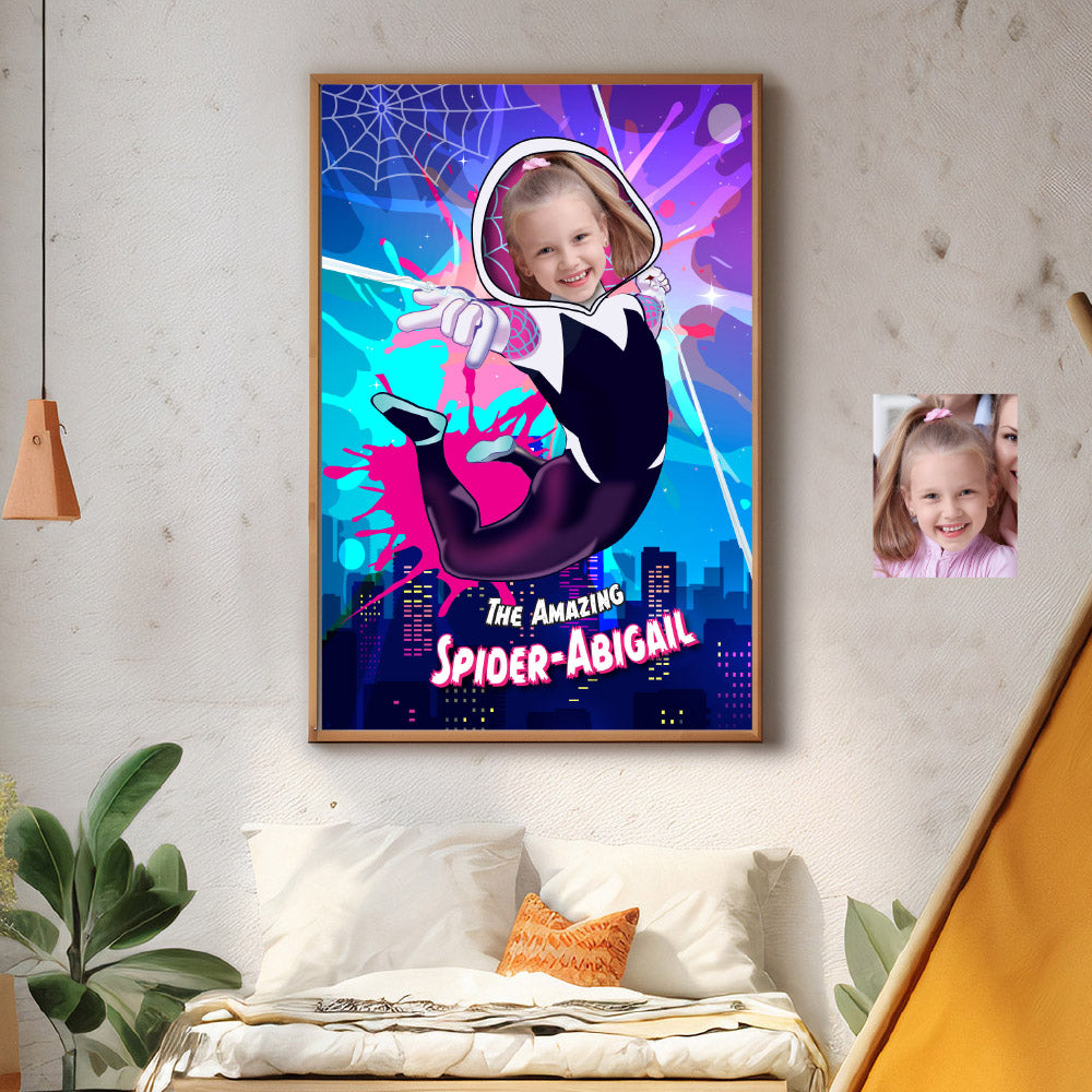 Personalized Ghost spider Poster with your girl as the superhero, Gwen Stacy Printable Gifts.  2046GF
