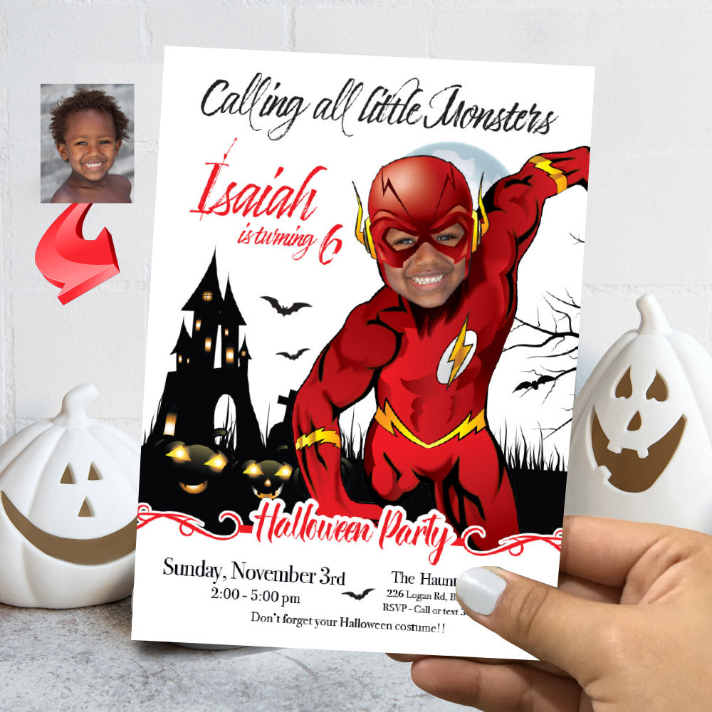 Flash Halloween birthday Invitation, Flash invitation for Halloween party, Spooky Flash flyer. 2070