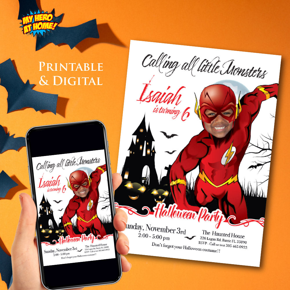 Flash Halloween birthday Invitation, Flash invitation for Halloween party, Spooky Flash flyer. 2070