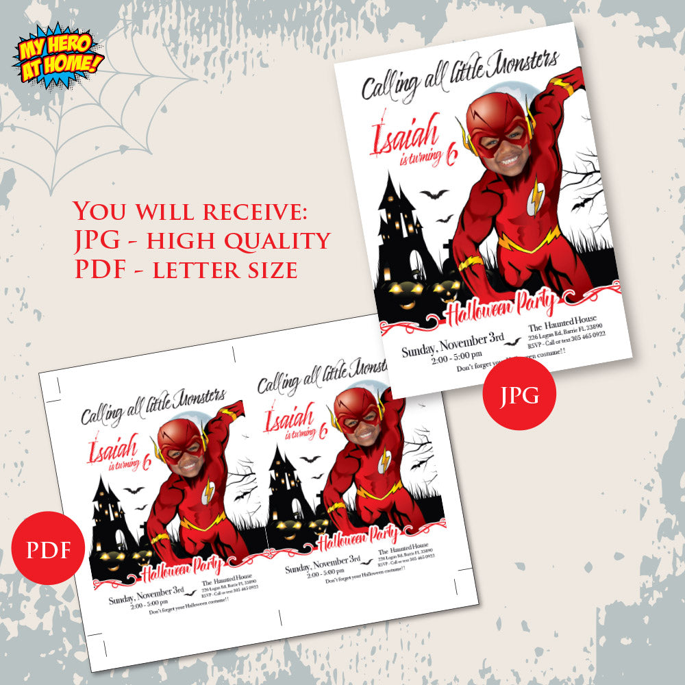 Flash Halloween birthday Invitation, Flash invitation for Halloween party, Spooky Flash flyer. 2070
