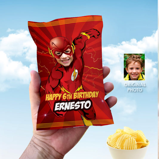 Flash chip bags party favors, Flash Snacks Bag Wrapper, Custom Flash Potato Chip Bag label. 149CB