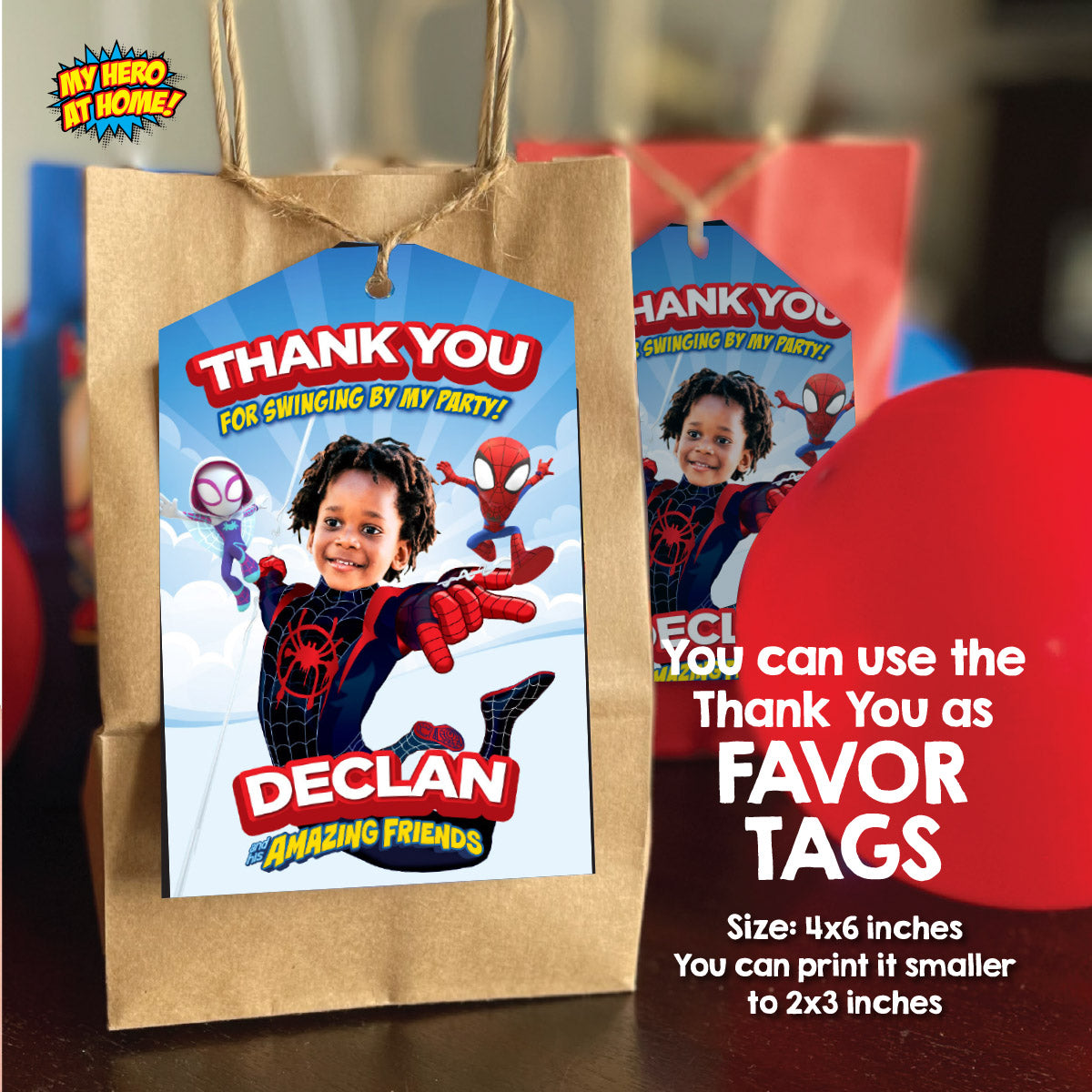 Personalized Miles Morales Spin Birthday Party Bundle with child as the star. 2104B2