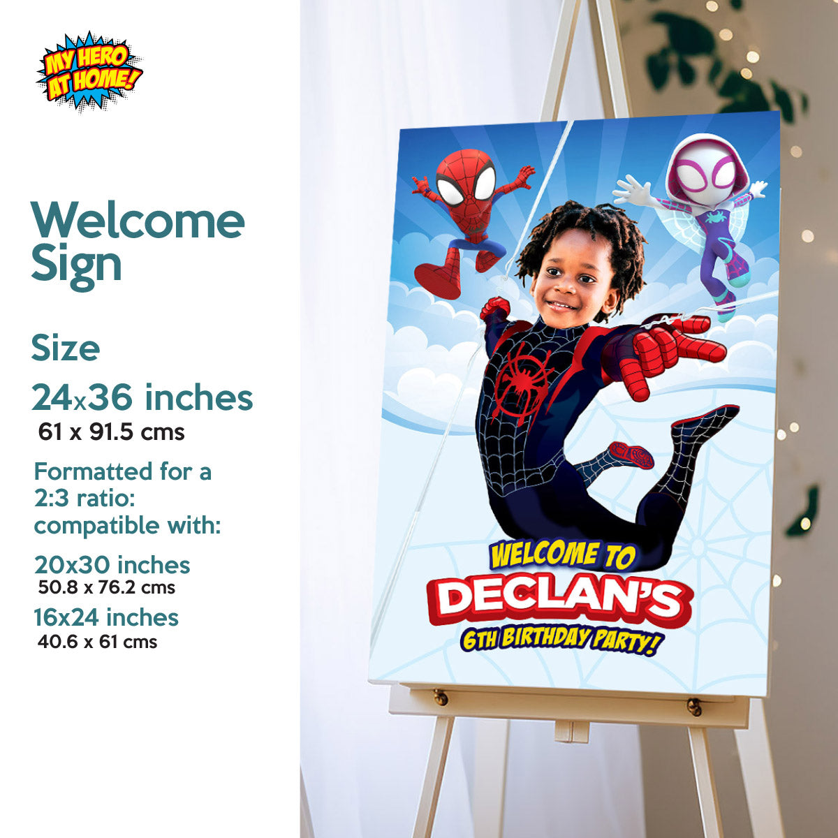 Personalized Miles Morales Spin Birthday Party Bundle with child as the star. 2104B2