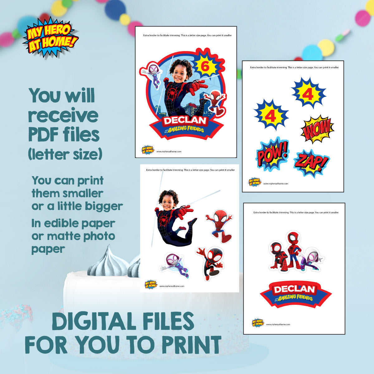 Personalized Miles Morales Spin Birthday Party Bundle with child as the star. 2104B2