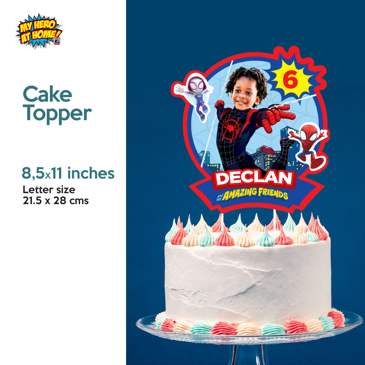 Miles Morales Spin Birthday Party Bundle with photo (Cake Topper, Labels, favors, drinks). 2104B1