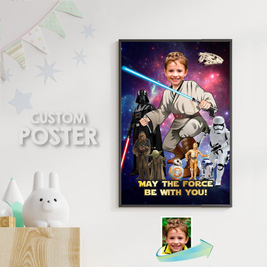 Custom Star Wars Poster featuring your kid as a Jedi, Youngling Print with photo. 005PG