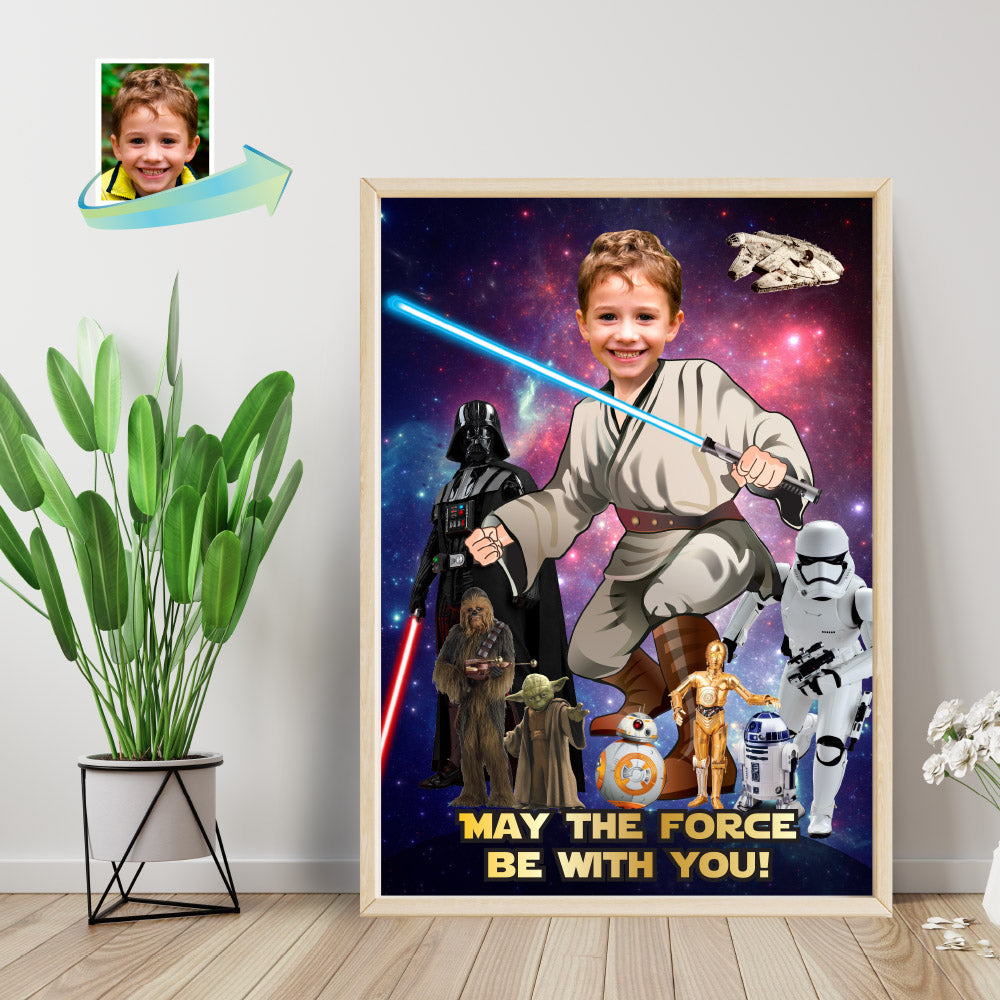 Custom Star Wars Poster featuring your kid as a Jedi, Youngling Print with photo. 005PG
