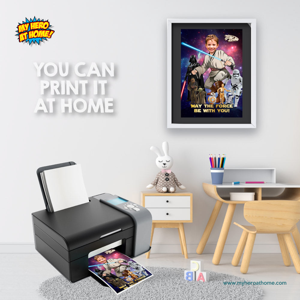 Custom Star Wars Poster featuring your kid as a Jedi, Youngling Print with photo. 005PG
