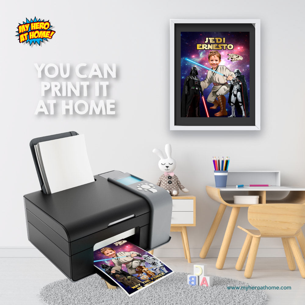 Jedi Personalized print with kid as the Youngling, Custom Young Jedi Decor. 005PS
