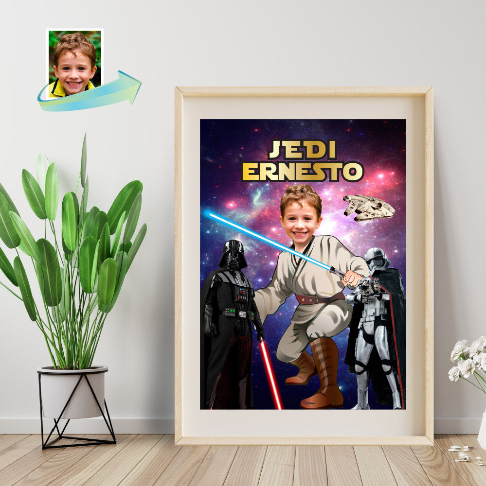 Jedi Personalized print with kid as the Youngling, Custom Young Jedi Decor. 005PS