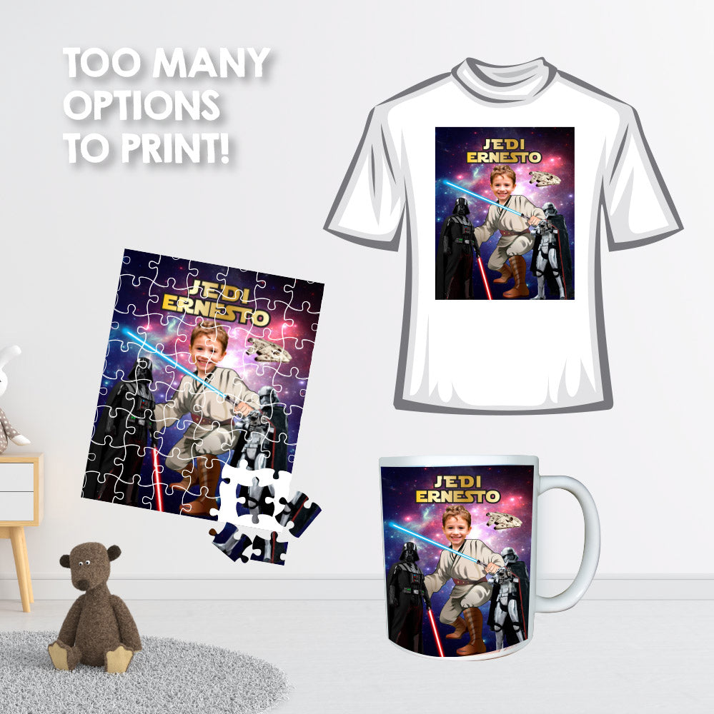 Jedi Personalized print with kid as the Youngling, Custom Young Jedi Decor. 005PS