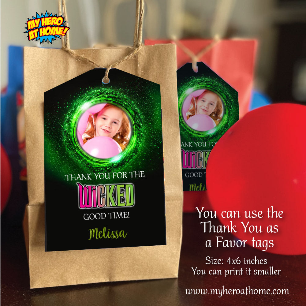 Personalized Wicked Birthday Invitation with photo of birthday girl (Thank You included). 2129