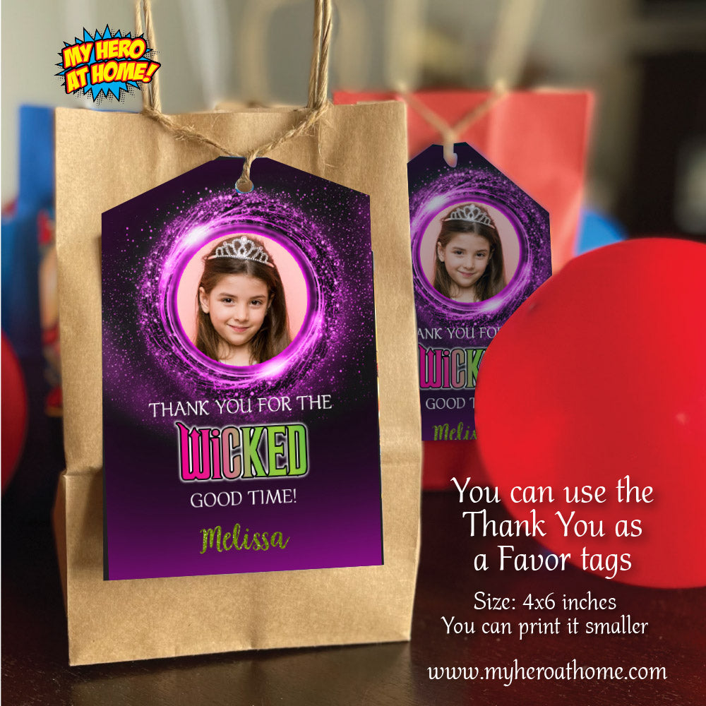 Personalized Purple Wicked Birthday Invitation with photo (Thank You included). 2130