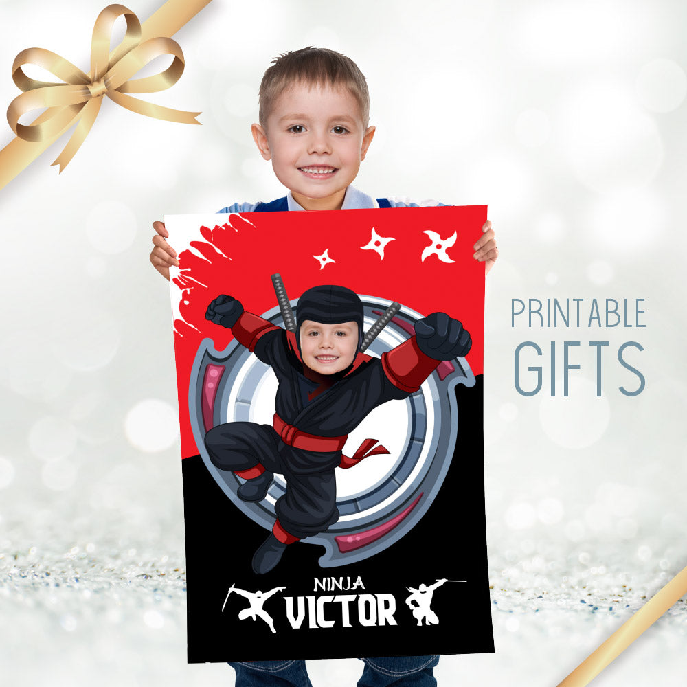 Personalized Ninja Print with your kid as the star, Martial art printable gifts for kids. 2149GF