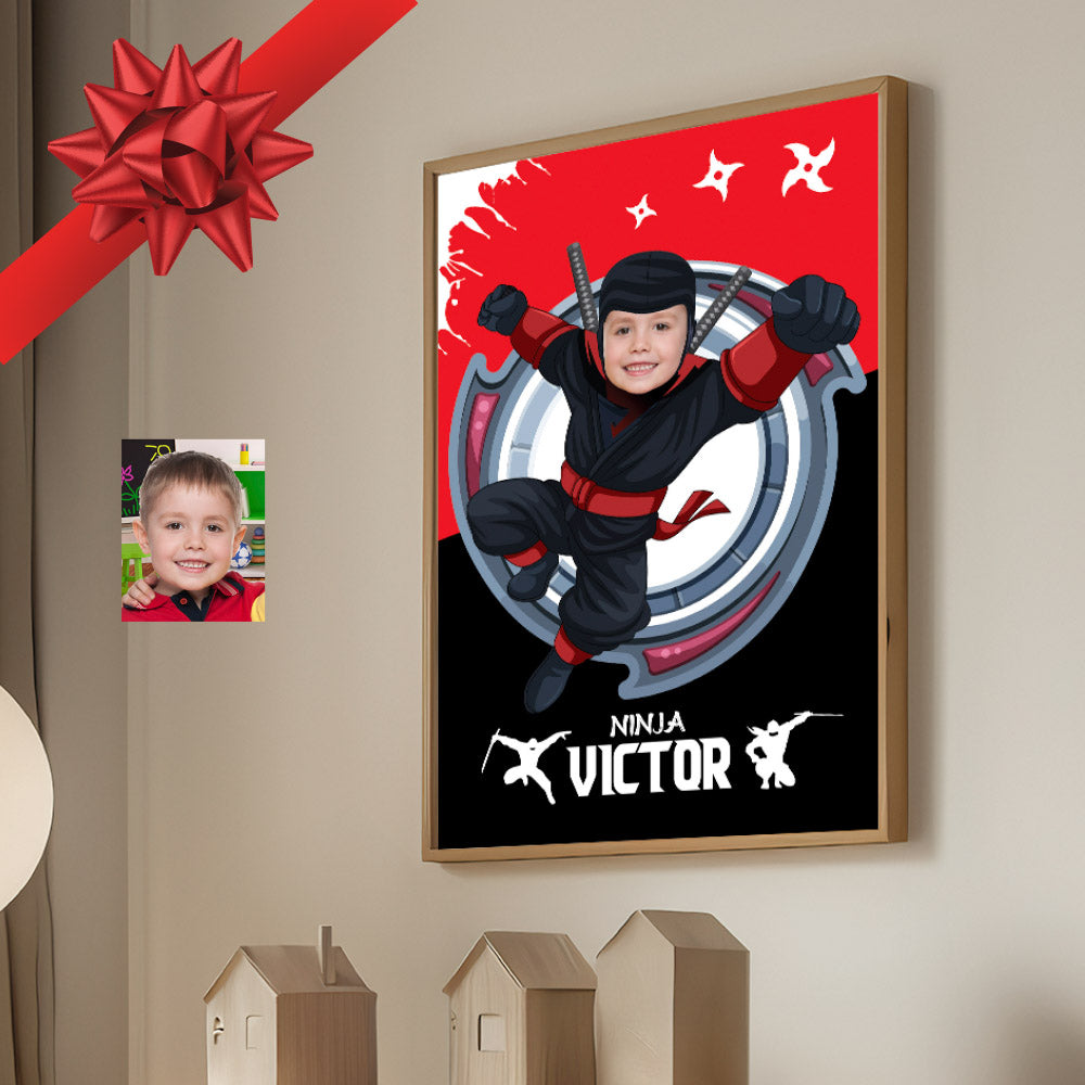 Personalized Ninja Print with your kid as the star, Martial art printable gifts for kids. 2149GF