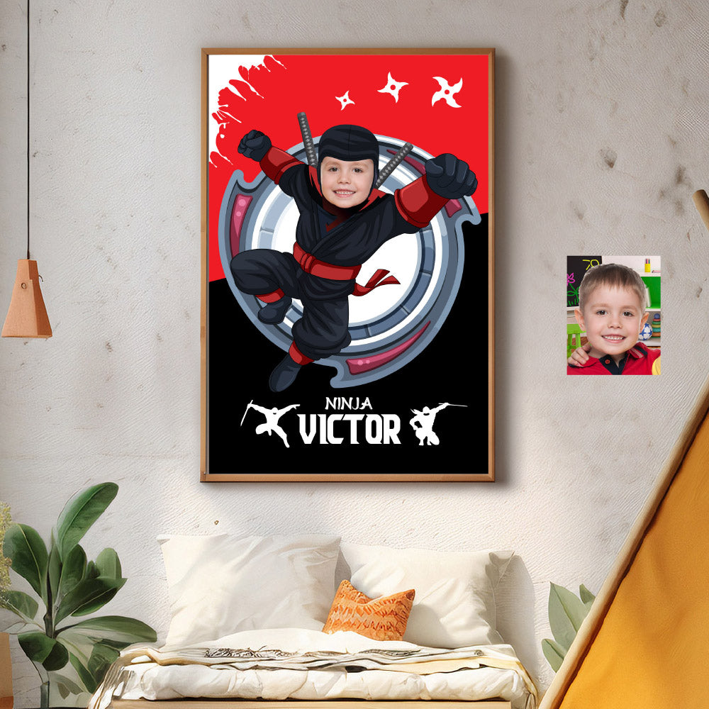 Personalized Ninja Print with your kid as the star, Martial art printable gifts for kids. 2149GF