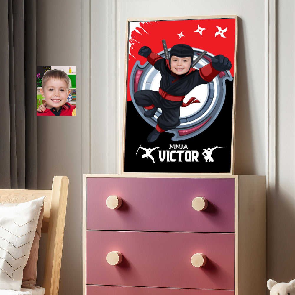 Personalized Ninja Print with your kid as the star, Martial art printable gifts for kids. 2149GF