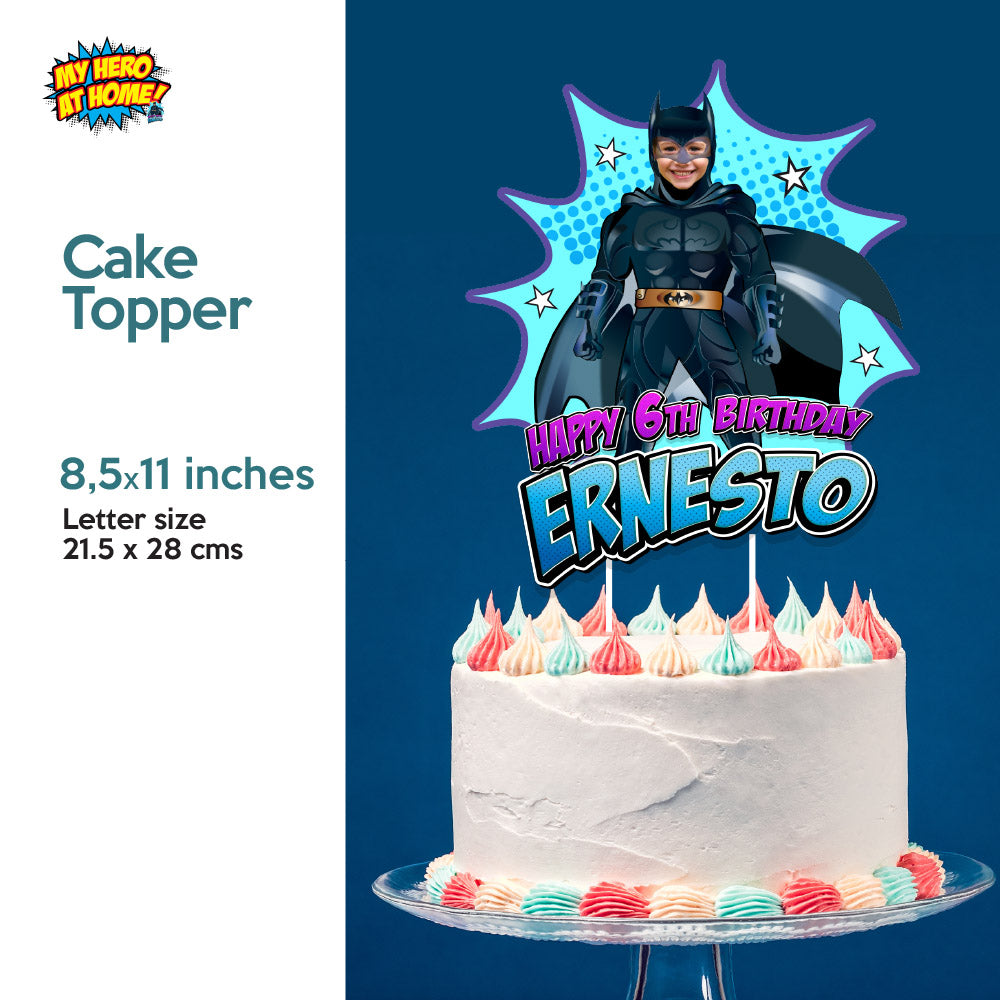 Bundle Batman Party decoration, Batman Banner Backdrop with photo, Cake Topper and Welcome Sign of Batman. 215B4