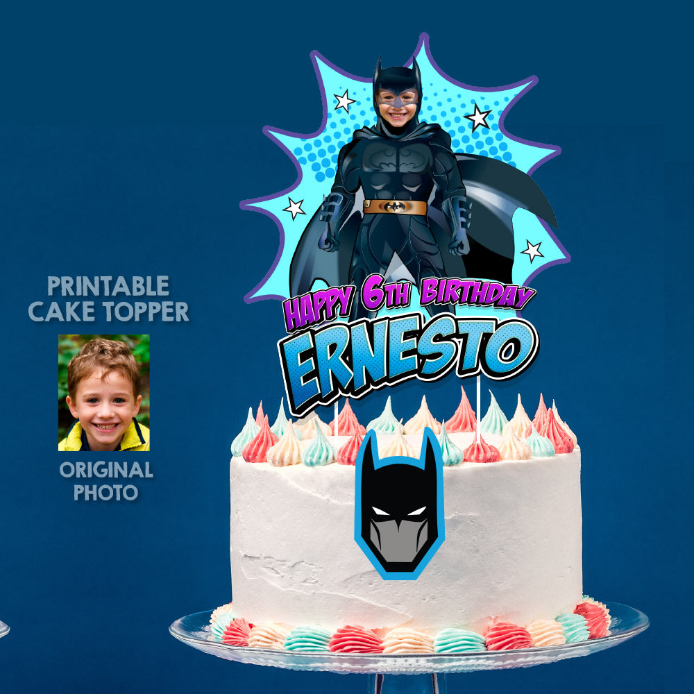 Batman Cake topper with photo, Batman printable cake topper, Batman cake decoration, Batman DIY cake. 215CT