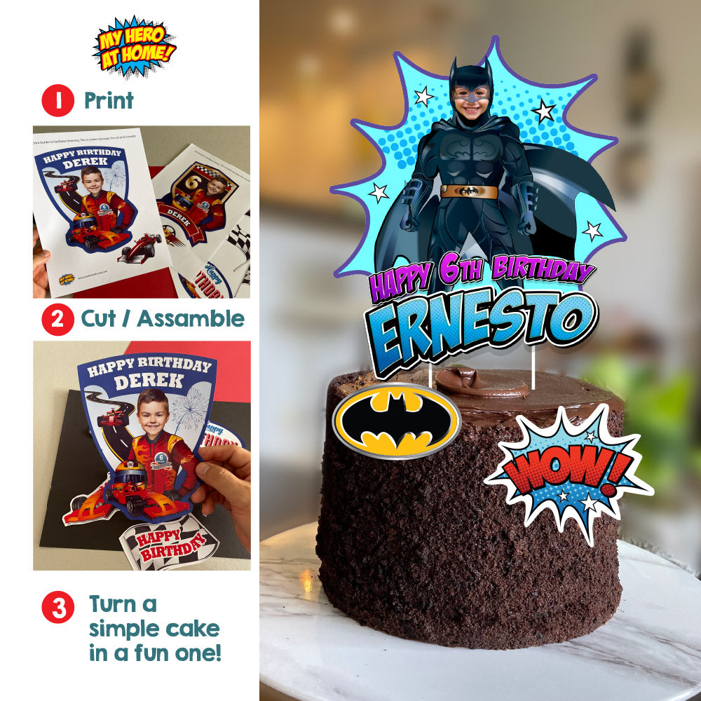 Batman Cake topper with photo, Batman printable cake topper, Batman cake decoration, Batman DIY cake. 215CT