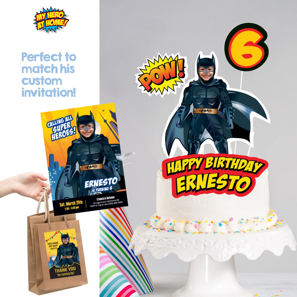 Batman Cake topper with photo, Batman printable cake topper, Batman cake decoration, Batman DIY cake. 215CT