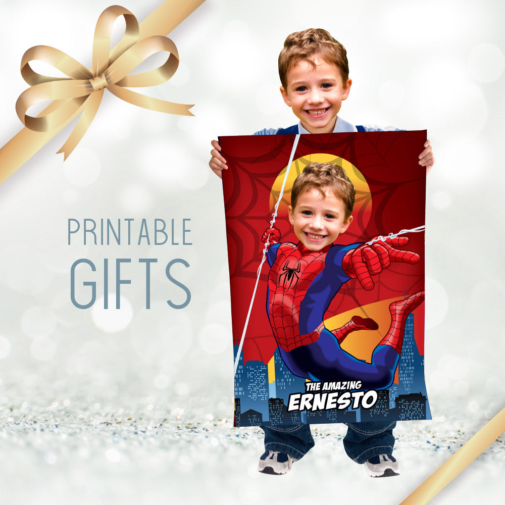 Personalized Spiderman Gifts with kid as the star, Printable Peter parker poster with photo. 2189