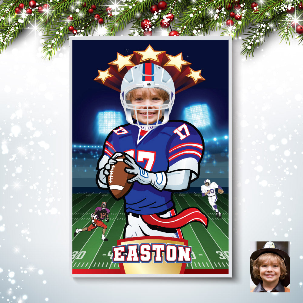 Custom Football Bills gifts with kid as the star player, Personalized Bills prints. 2203GF
