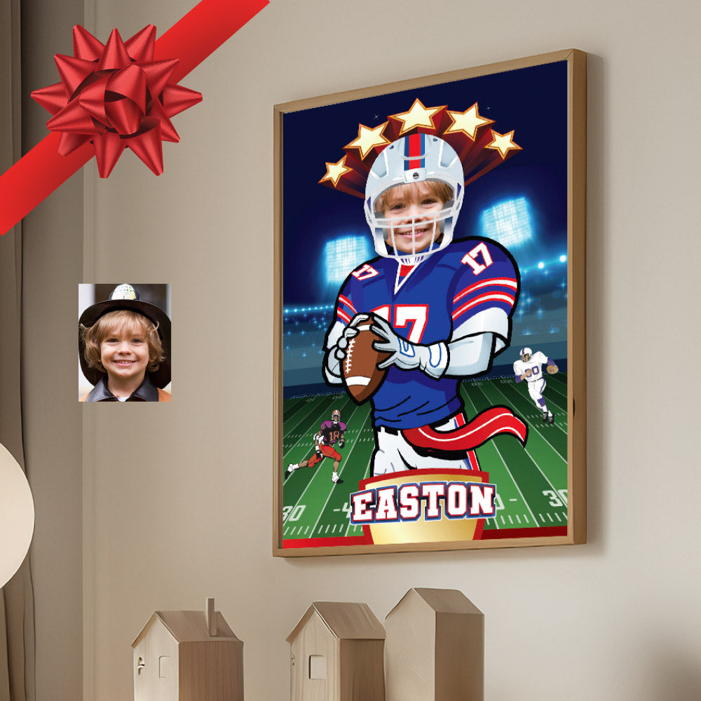 Custom Football Bills gifts with kid as the star player, Personalized Bills prints. 2203GF