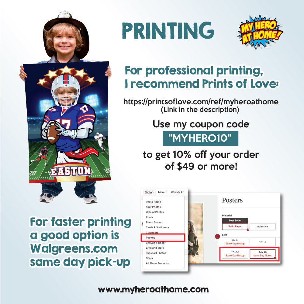 Custom Football Bills gifts with kid as the star player, Personalized Bills prints. 2203GF