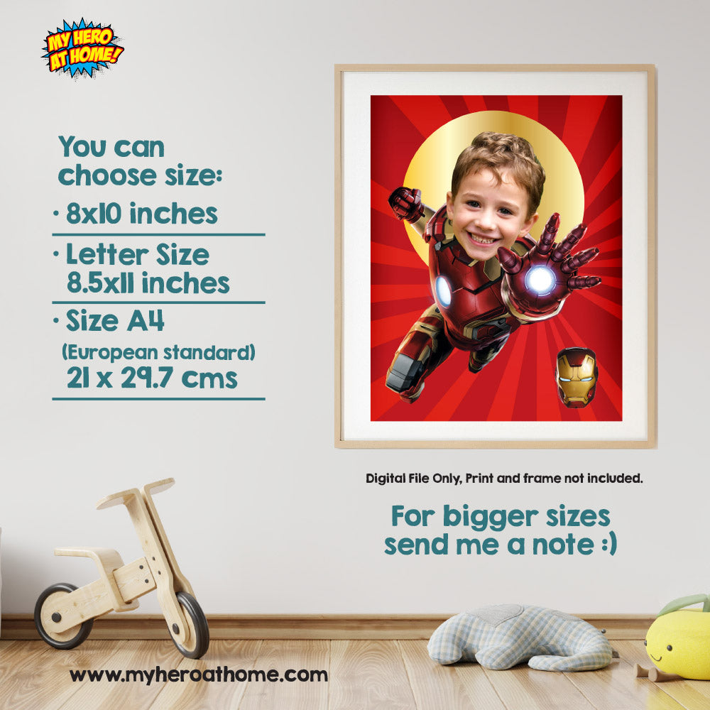 Printable Last minute Superheroes gifts for kids, Customized Prints for kids with their photo. 2204A2
