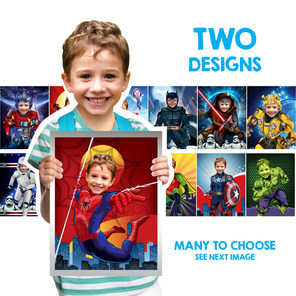 Superheroes prints posters featuring your kid, two posters themed Super Heroes. 2204B2
