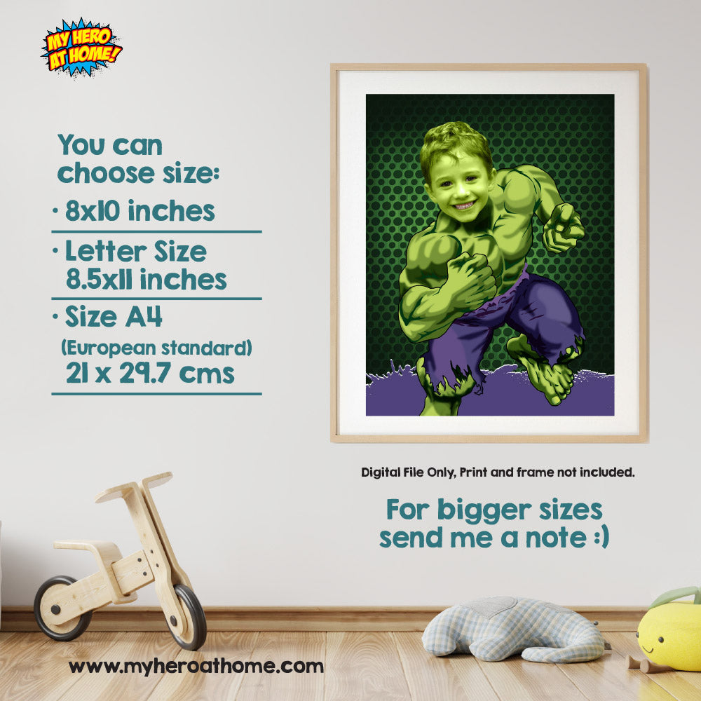 Superheroes prints posters featuring your kid, two posters themed Super Heroes. 2204B2
