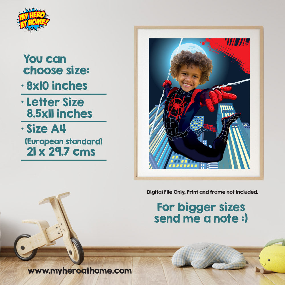 3 Super heroes prints with your kid as the star, Superheros photo posters bedroom decoration. 2204C