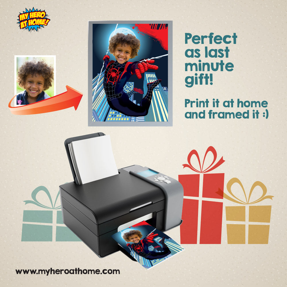 3 Super heroes prints with your kid as the star, Superheros photo posters bedroom decoration. 2204C