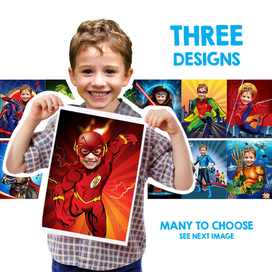 Three Super heroes prints with your little hero as the star, Superheros  bedroom decoration. 2204C2