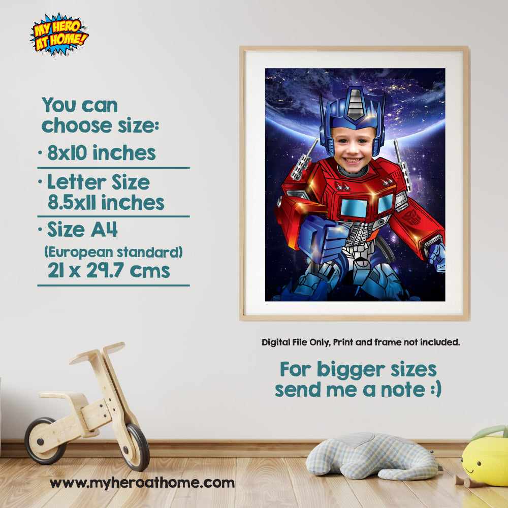 Four Easy to print gifts for super kids, Set of 4 superheroes wall decor with kid as the star. 2204D2