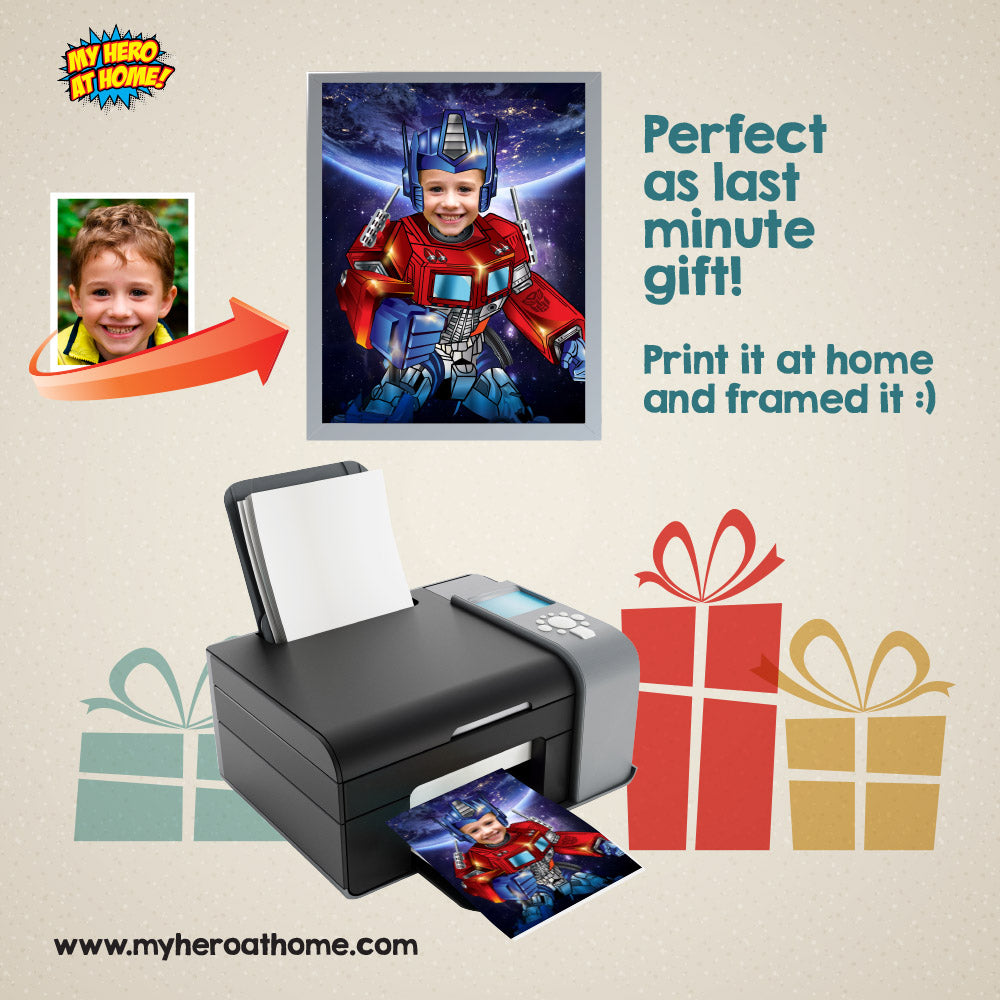 Four Easy to print gifts for super kids, Set of 4 superheroes wall decor with kid as the star. 2204D2