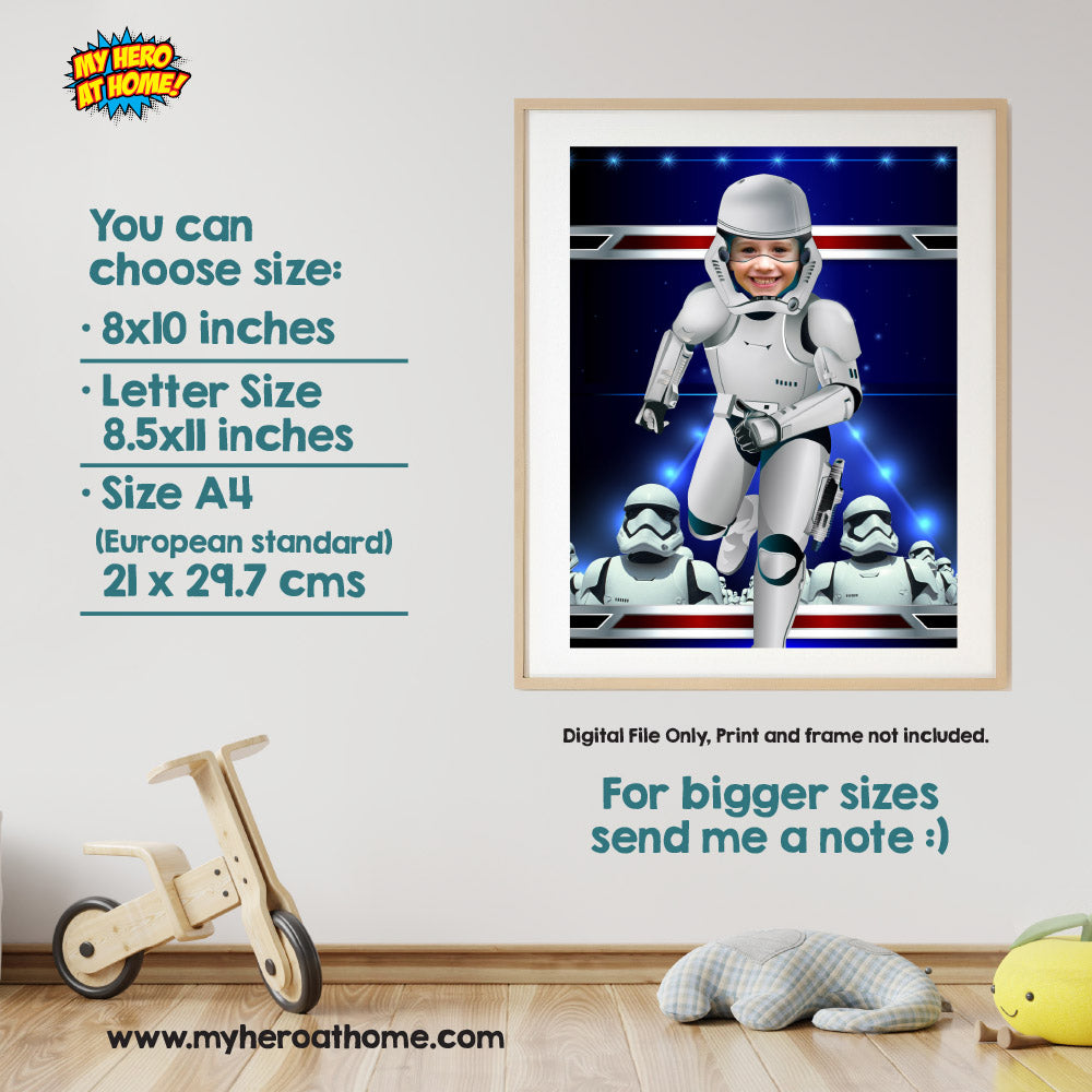 Six Prints of Superheroes with the photo of your kid, Personalized Set of 6 Superheros gifts. 2204F2