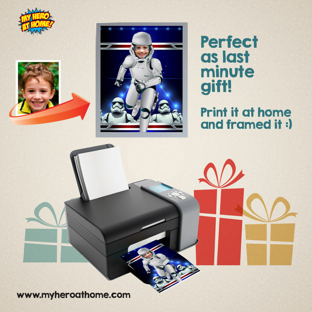 Six Prints of Superheroes with the photo of your kid, Personalized Set of 6 Superheros gifts. 2204F2