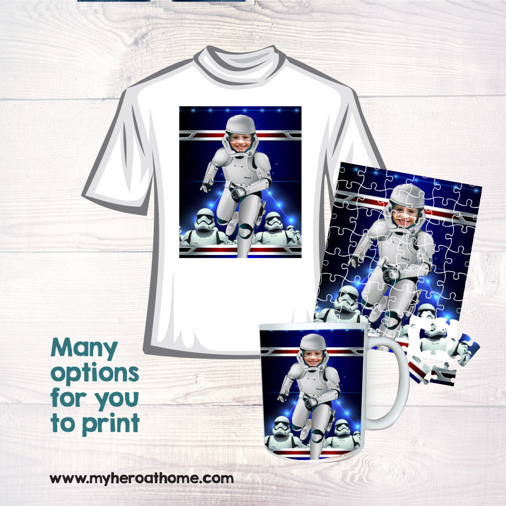 Six Prints of Superheroes with the photo of your kid, Personalized Set of 6 Superheros gifts. 2204F2