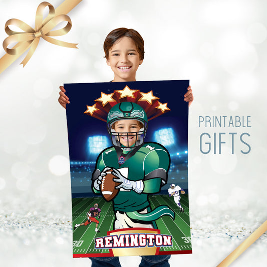 Printable Football Eagles gifts with kid as the star, Personalized Eagles prints with photo. 2225GF