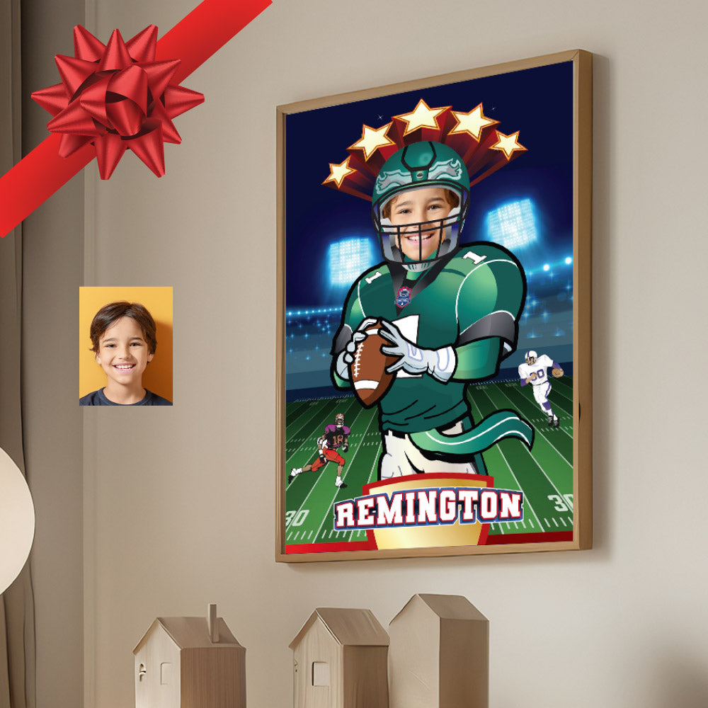 Printable Football Eagles gifts with kid as the star, Personalized Eagles prints with photo. 2225GF