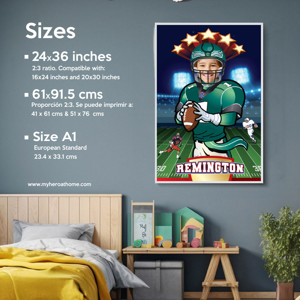 Printable Football Eagles gifts with kid as the star, Personalized Eagles prints with photo. 2225GF