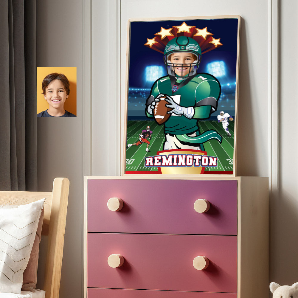 Printable Football Eagles gifts with kid as the star, Personalized Eagles prints with photo. 2225GF