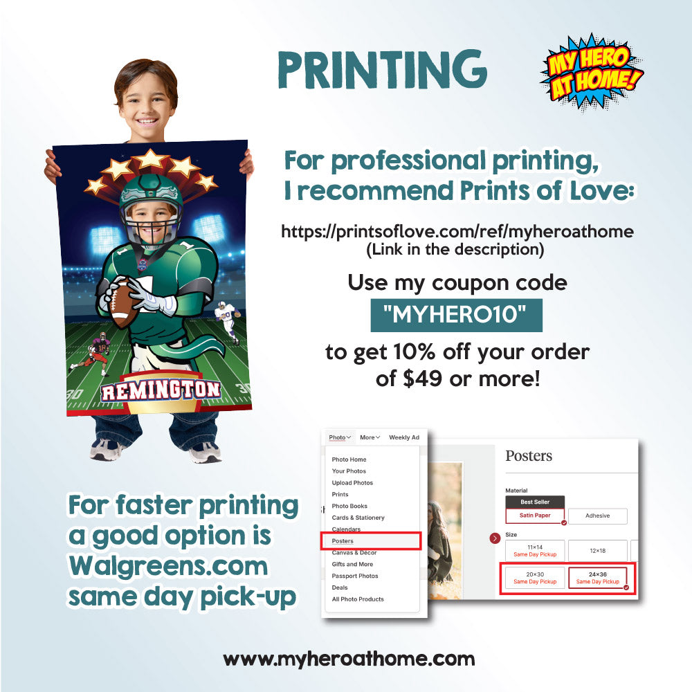 Printable Football Eagles gifts with kid as the star, Personalized Eagles prints with photo. 2225GF