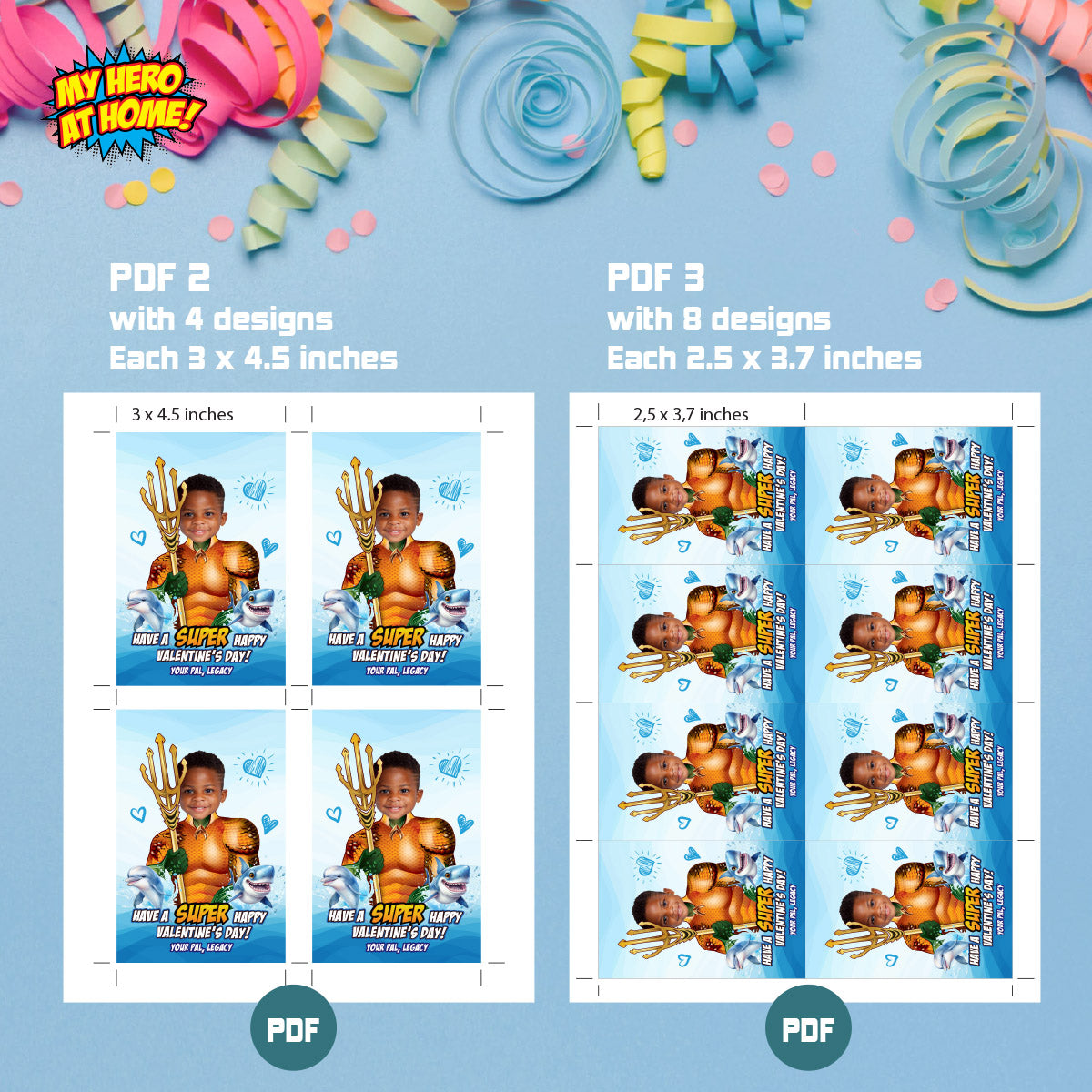 Personalized Aquaman Valentines tags with child as the star, Valentine Aquaman themed tags. 2246